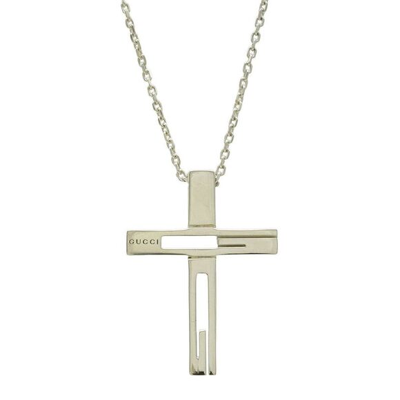 Gucci G Motif Cross Necklace Silver - Picture 1 of 6